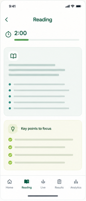 Sanitised Reading app screen preview
